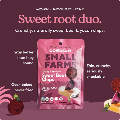 Pack 8 GoodSAM Small Farms Baked Sweet Beet Chips, of Simple Ingredient Fruit Chips