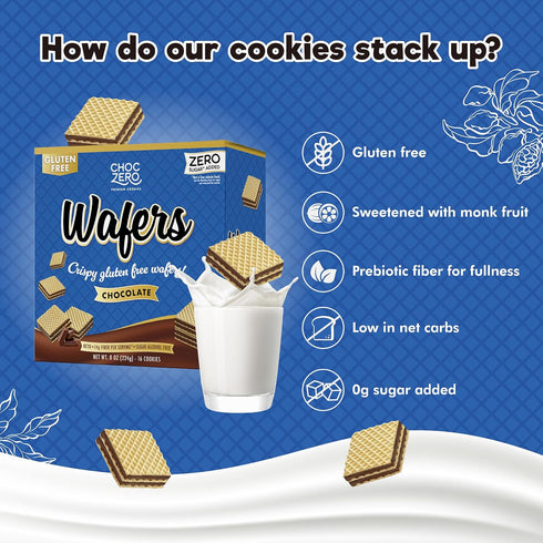 8 oz ChocZero Chocolate Wafer Cookies Sugar Free, Keto Friendly, Low Carb Cookies with No Sugar Alcohols, Gluten Free