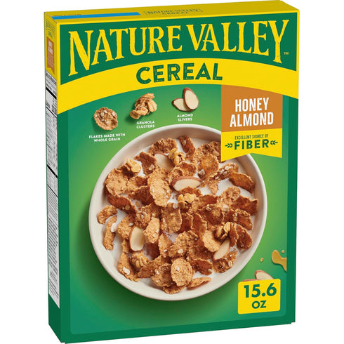 Nature Valley Honey Almond Breakfast Cereal with Flakes, Granola Clusters and Almond