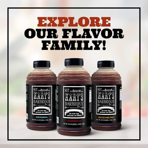 22.04 OZ SGT. Harts Chipotle Flavor BBQ Sauce - | Barbecue Sauce for Chicken, Beef, Pork, Seafood, Noodles, Burgers