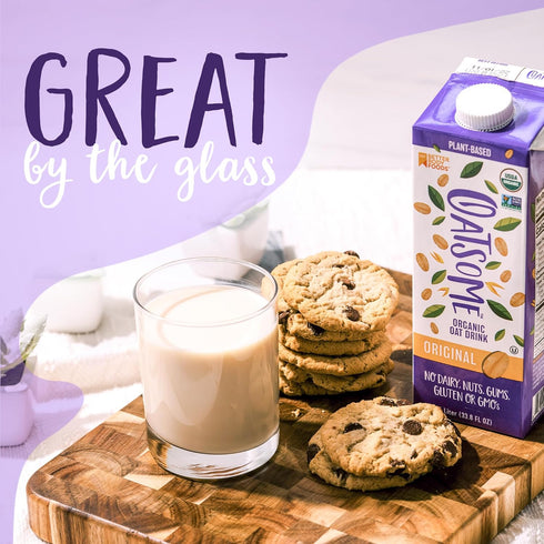 1-Liter 33.8 Oz (Pack 1) Oatsome Organic Oat Milk, Carton, Regular, Fl