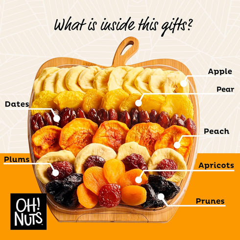 Oh! Nuts Dried Fruit Gift Basket - Gourmet Gift Baskets - Holiday Healthy Assortment Dried Fruits Gift Box - Crafted