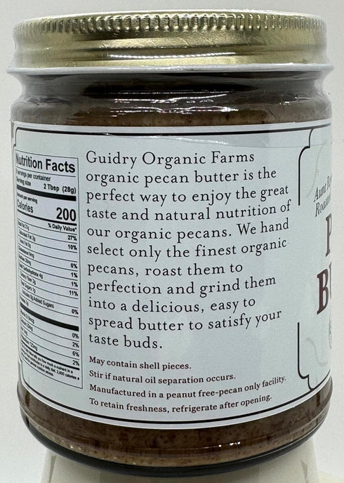 Guidry Organic Farms USDA Certified Organic Pecan Butter, Handmade, Small batches, Keto Friendly, Gluten Free, All