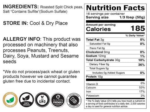 800g (28oz) Asian Kitchen Daliya Split (Roasted Split Chickpeas Dalia) ~ All Natural | Vegan | Indian Origin