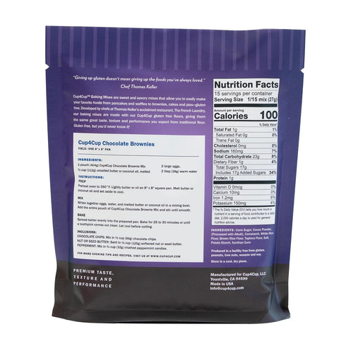 Cup4Cup 14.25 Chocolate Brownie Mix, Ounces, Certified Gluten Free, Dairy Free, Non-GMO, Kosher, Made in the USA