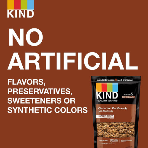 6g 11oz, 6 Count Kind Healthy Grains Granola, Cinnamon Oat Clusters with Flax Seeds, Gluten Free, Healthy Snack Mix