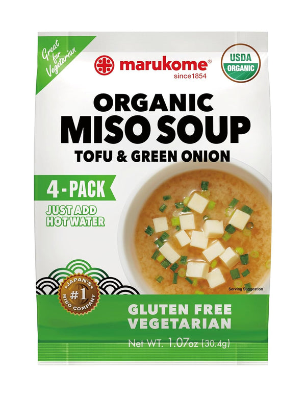 Marukome Organic Miso Soup Tofu & Green Onion, Instant Miso Soup, Gluten