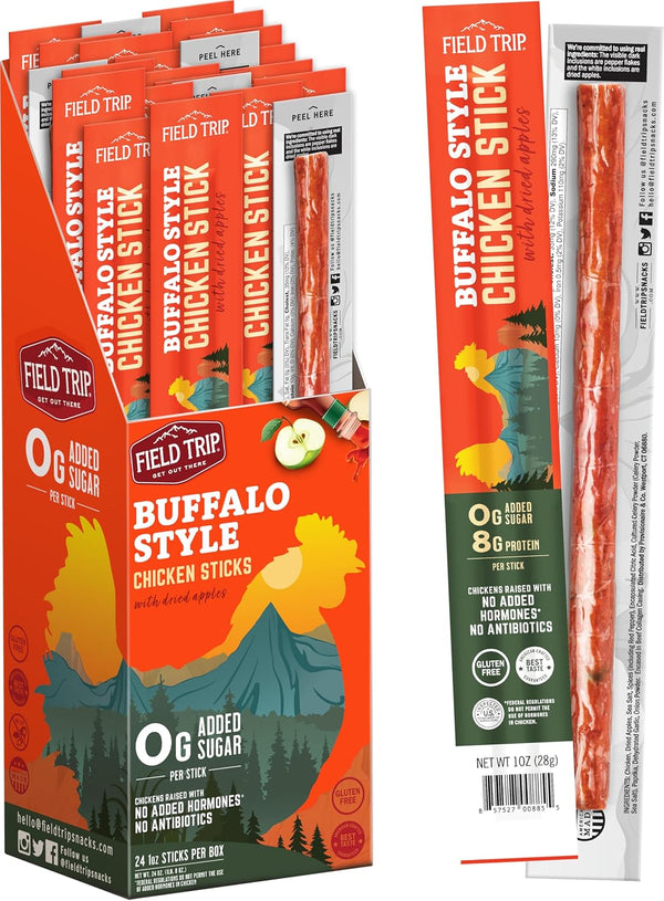Field Trip Hormone Free Spicy Buffalo Chicken Jerky Snack Sticks, 0 Sugar,