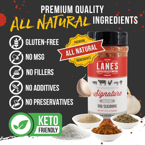 12.2 Oz Lane's Signature BBQ Seasoning Rub, All-Natural BBQ Seasonings and Rubs, Perfect for Beef, Meat, Chicken & Pork