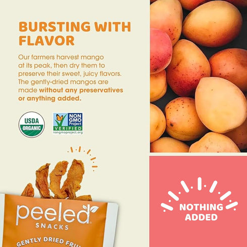 12 Oz (Pack 1) Peeled Snacks Organic Dried Fruit Healthy, Vegan Snacks for On-the-Go Lunch and More Mango