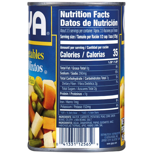 6-Pack (14.9 oz Goya Canned Mixed Vegetables Fresh, Ready-to-Use Blend with Carrots, Peas, Corn, and More, Perfect