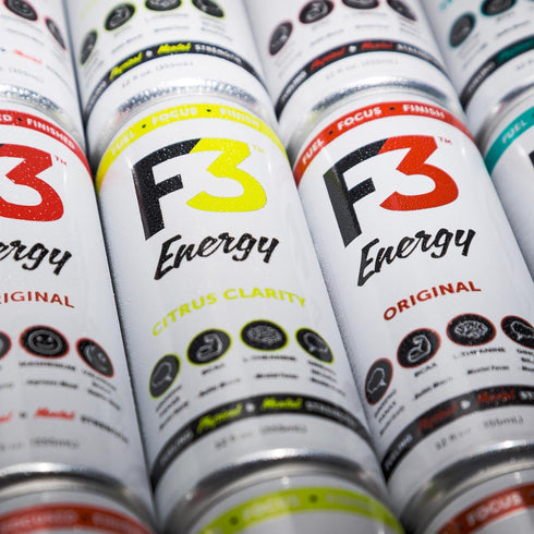F3 125 (12 pack) Energy Original Energy Drink - Muscle Building Sports Drinks w/BCAA, Panax Ginseng & Ginkgo Biloba