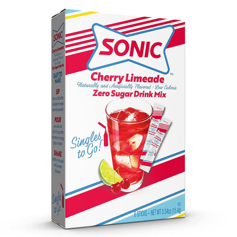 18 "Sonic Cherry Limeade Singles to Go Powdered Drink Mix - Sticks Total - Convenient and Refreshing On-the-Go