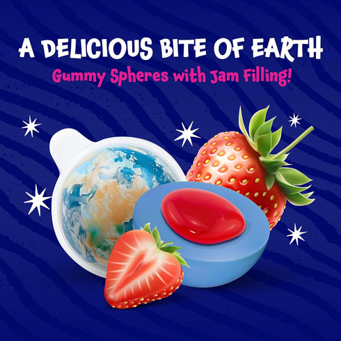 Gummy 19 Oz (30 Count) Gummies Gummy Gummies Earth Planet Balls - Jar - Strawberry Jelly Filled - Individually Wrapped