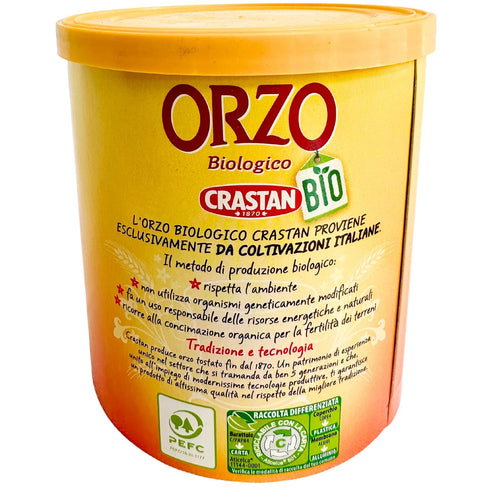 Crastan 1870 4.4 oz. (125g) Instant Organic Barley Coffee Substitute Roasted Ground Barley - Orzo Biologico - Grain