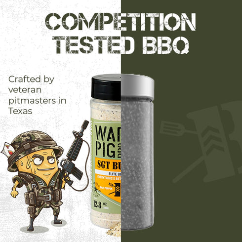 12.8 WarPig BBQ Sgt Butter Elite BBQ Rub| Championship All Purpose Seasoning for Beef, Steak, Burgers, Seafood