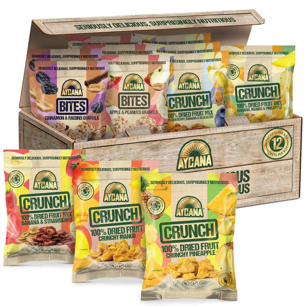 Aycana Fruit Crunchies Dried Fruit & Granola Bites Banana, Golden Berry, Blueberry,