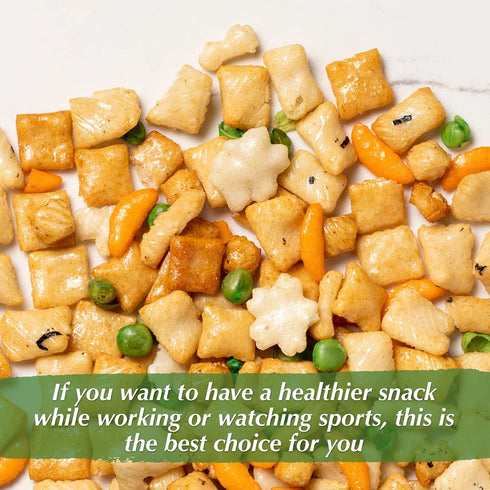 Packed (2 LBS) NUTS U.S. - Oriental Rice Crackers With Green Peas | Non-GMO and Cholesterol Free | Vegan | Soy