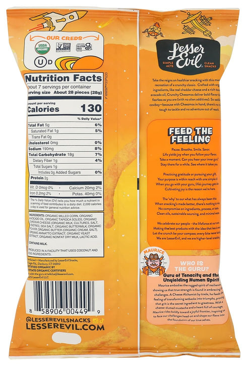 7 OZ LESSEREVIL Organic Cowboy Cheddar Cheezmos