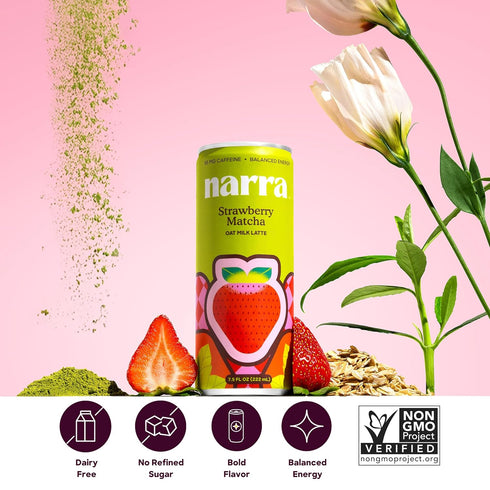 Pack (6 Pack) (5060mg Narra Oat Milk Tea Latte Variety Black Tea, Roasted Oolong & Strawberry Matcha, Smooth Balanced