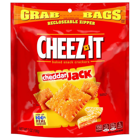 7oz (Pack 6) Cheez-It, Baked Snack Cheese Crackers, Cheddar Jack