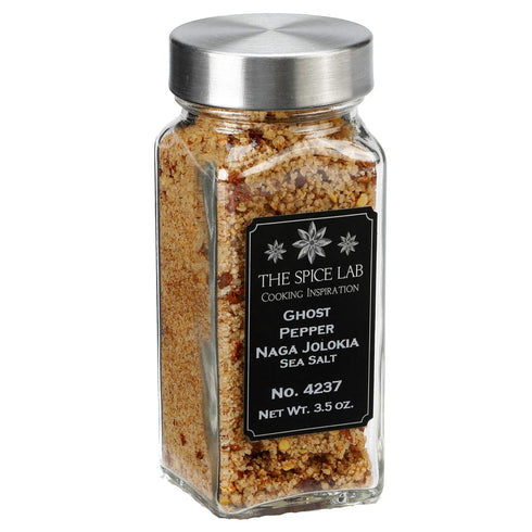 The Spice Lab Ghost Pepper Salt (Naga Jolokia) - 3.5 oz French Jar of Gluten-Free Non-GMO Premium Gourmet Salt