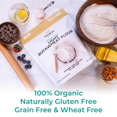 5 LBS Buckwheat Flour | | Premium Quality Organic | Light/White | Medium Grind