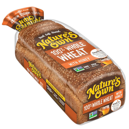 by Nature's Own 100% 16 oz Nature's Own Whole Wheat Bread with Honey, Sliced Whole Wheat Sandwich Bread, Loaf