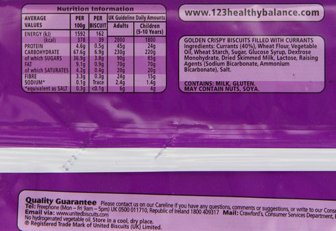Crawfords 100 (Pack 12) Garibaldi Biscuits, Gram