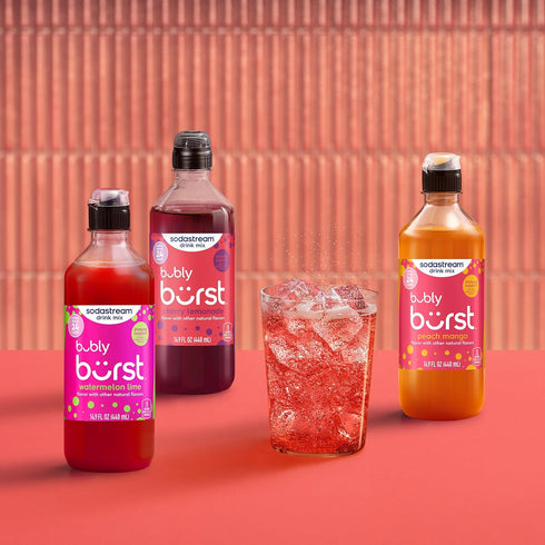 Pack, (440ml, Pack 3) SodaStream Bubly Burst Variety New Pour Bottle Drink Mix