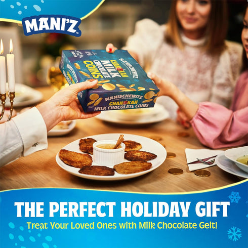 (24 Manischewitz Milk Chocolate Gold Coins, Hanukkah Gelt Mesh Bags) Individually Wrapped Perfect for Chanukah | St.