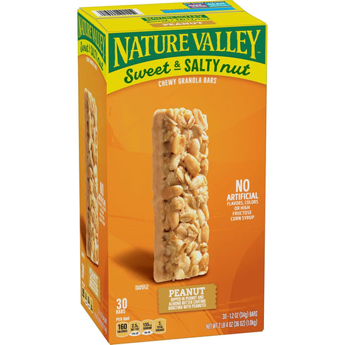 30 36 OZ Nature Valley Sweet and Salty Granola Bars, Peanut, Bars