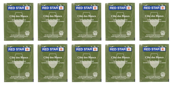 North Mountain Supply - RS-CB-10 Red Star Cote des Blancs Wine Yeast - Pack of 10 with Freshness Guarantee