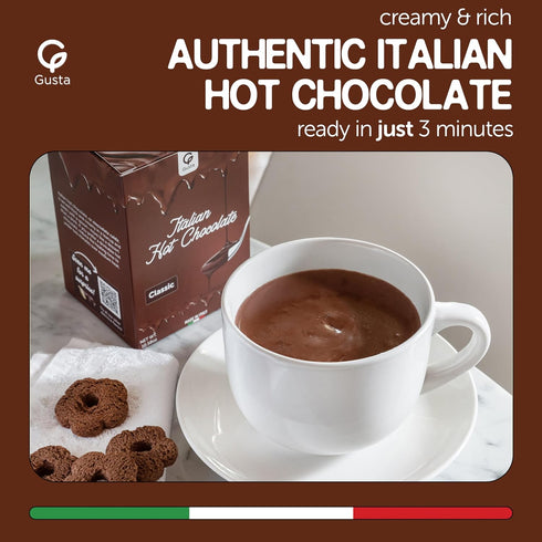10 Packets Italian Classic Hot Chocolate - Rich, Thick & Creamy Cocoa Drink Mix - Authentic Made in Italy - Rich