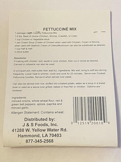 Cajun Country Cajun Creole Fettuccine Mix, 1 Ounce Packet (No MSG and All Natural Ingredients - Makes 6 Servings)