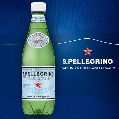 16.9 Oz (Pack 12) S.Pellegrino Sparkling Natural Mineral Water, Plastic Bottles, Fl