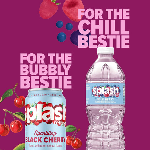 6-Pack, 16.9 Oz SPLASH REFRESHER Flavored Water Bottles, Wild Berry Flavor - Fl - Refreshing Flavored Bottled Water