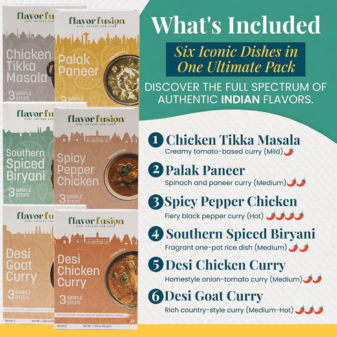 6 Pack) Flavor Fusion with Clean Ingredients - Premium Masala Blends for Rich, Flavorful Home Cooking - No Preservative