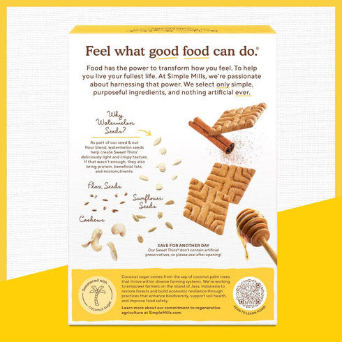 Dense,4.25oz,(Pack 2) Simple Mills Honey Cinnamon Seed & Nut Flour Sweet Thins,Paleo Friendly & Delicious Sweet Thin