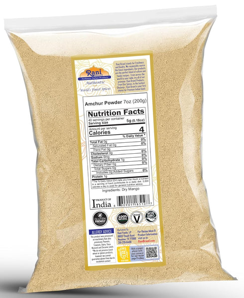 Rani Amchur (Mango) Ground Powder Spice 7oz (200g) - All Natural, Vegan, Gluten Friendly, Non-GMO
