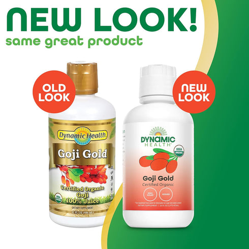 16 oz Dynamic Health Organic Goji Gold Pure Juice, No Additives, Vegetarian, BPA Free, Fl