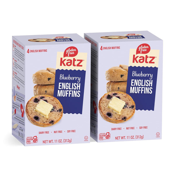 Katz Gluten Free Blueberry English Muffins. No Soy and Eggs, Dairy Free,