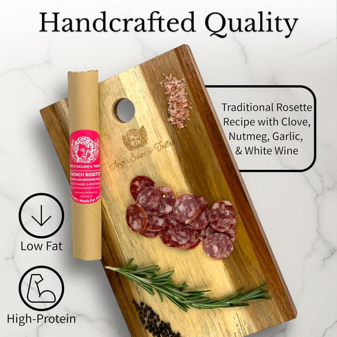 Rosette 5.5 oz Angel's Salumi French Salami Gourmet Artisanal Charcuterie Humanely Raised, Vegetarian-Fed, Antibiotic