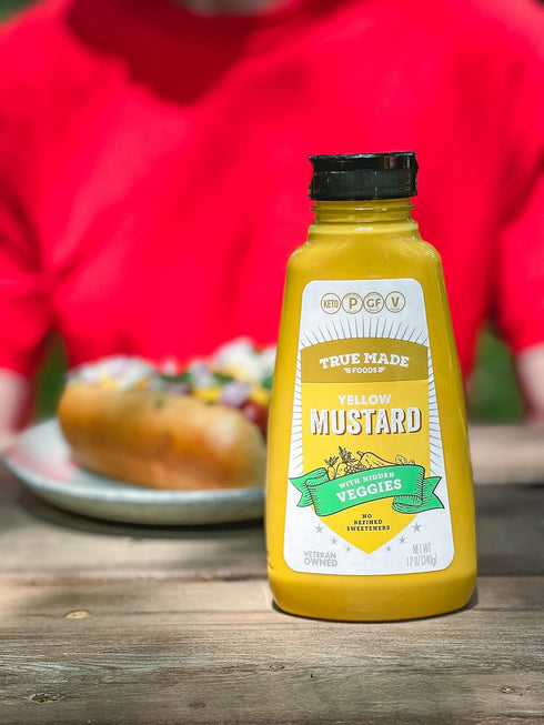 30, (12oz, 1 Pack) True Made Foods Ball Park Hot Dog Yellow Mustard, Keto, Whole Vegan