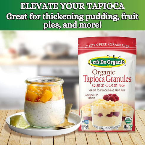 6 Oz (Pack 6) Let's Do Organic Tapioca Granules - Instant Tapioca, Tapioca Flour for Baking, Tapioca Starch Flour