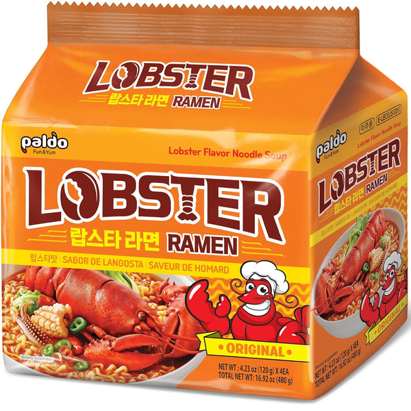 Paldo Fun & Yum Lobster Flavored Noodle Soup Original Pack of 4,