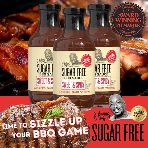18 oz (3-Pack) G Hughes Sugar Free Sweet & Spicy BBQ Sauce - Sweet Chili Sauce, Sugar Free Asian Sauces, Low Carb BBQ