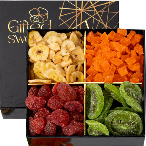 4 Set Dried Fruit Gift Basket - Variety Assortment - Gourmet Dried Fruit, Snack Box, In An Elegant Gift Box, Gift