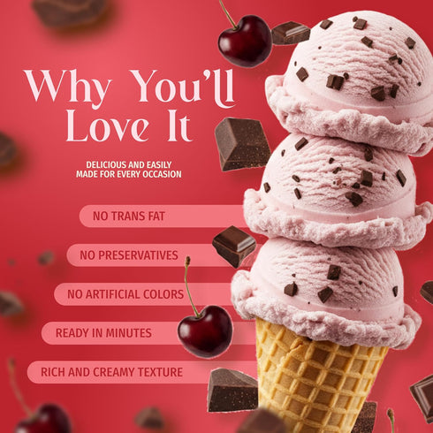 (2) 5 2 (2 Pack, Triple Scoop - Premium Cherry Choc Chip Ice Cream Mix For Ice Cream Maker. Simple, Easy, Delicious.