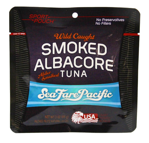 Sea Fare Pacific Albacore 3 (Pack 12) Wild Caught Tuna, Smoked Sport Pouch, Ounce